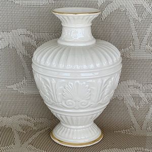 Lenox China Athenian Collection Vase 8” Raised Artwork 24K Gold Trim